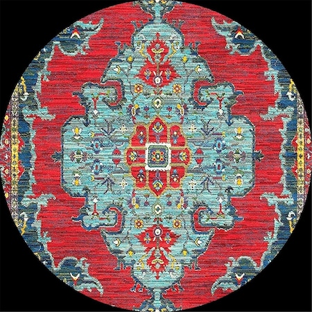 Safavieh 6 x 6 ft. Tucson Traditional Round Rug; Rust & Blue TSN153P-6R